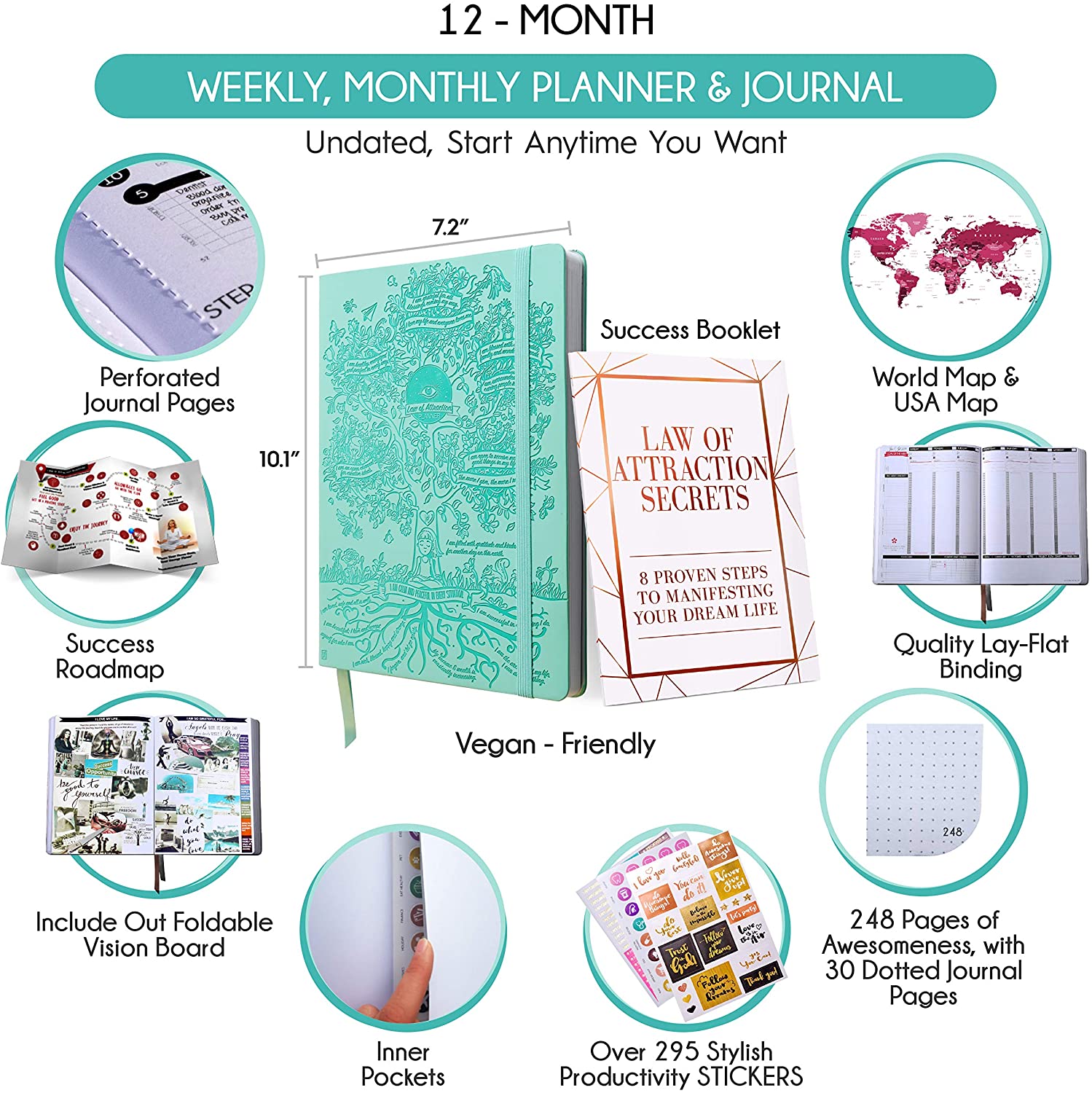 Law of Attraction Planner - Undated Deluxe Weekly, Monthly Planner