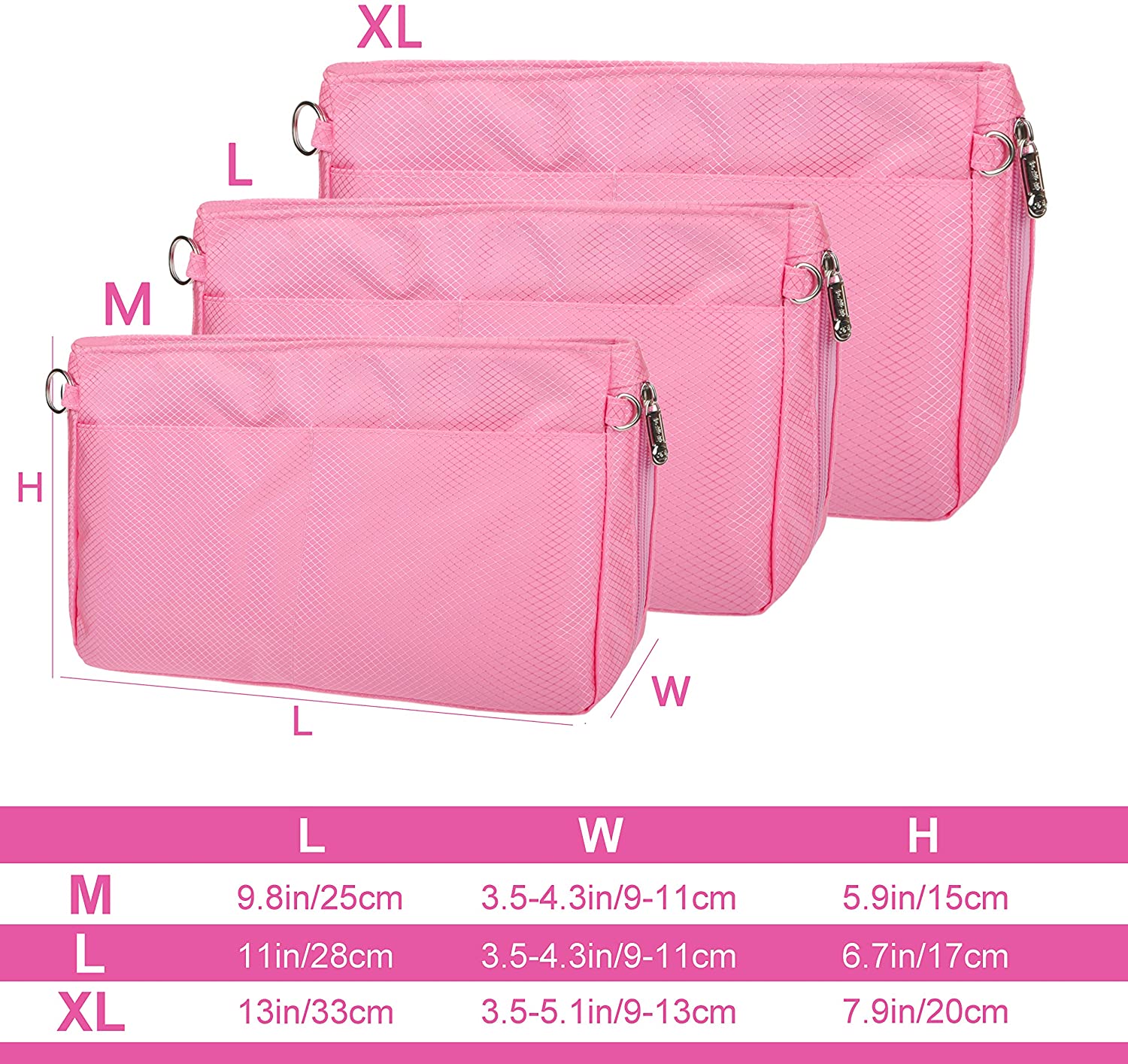 Vercord Expandable Nylon Handbag Purse Organizer Insert Liner Shaper Bag