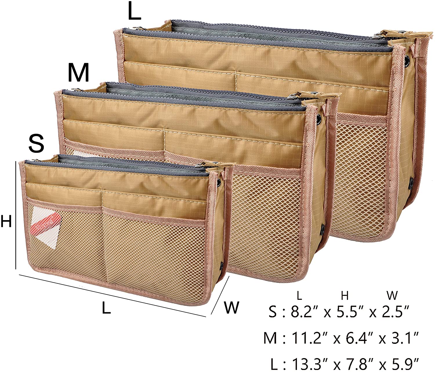 Vercord Updated Purse Handbag Organizer Insert Liner Bag in Bag 13 Pockets Purple Small