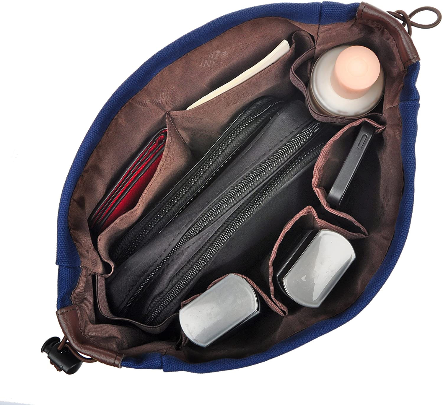 Vercord Canvas Handbag Organizers, Sturdy Purse Insert Organizer Bag in Bag, 10 Pockets Beige Small
