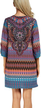 
                        
                          Load image into Gallery viewer, Women Bohemian Neck Tie Vintage Printed Ethnic Style Summer Shift Dress
                        
                      