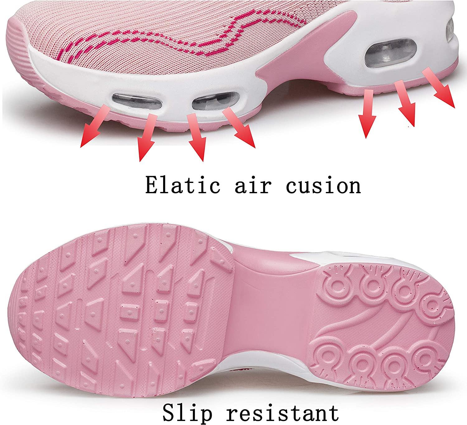 PDBQ Women's Walking Shoes Sock Sneakers Mesh Slip On Air Cushion Nurse Shoes Platform Loafers Breathable Lightweight Comfortable Socks Shoes