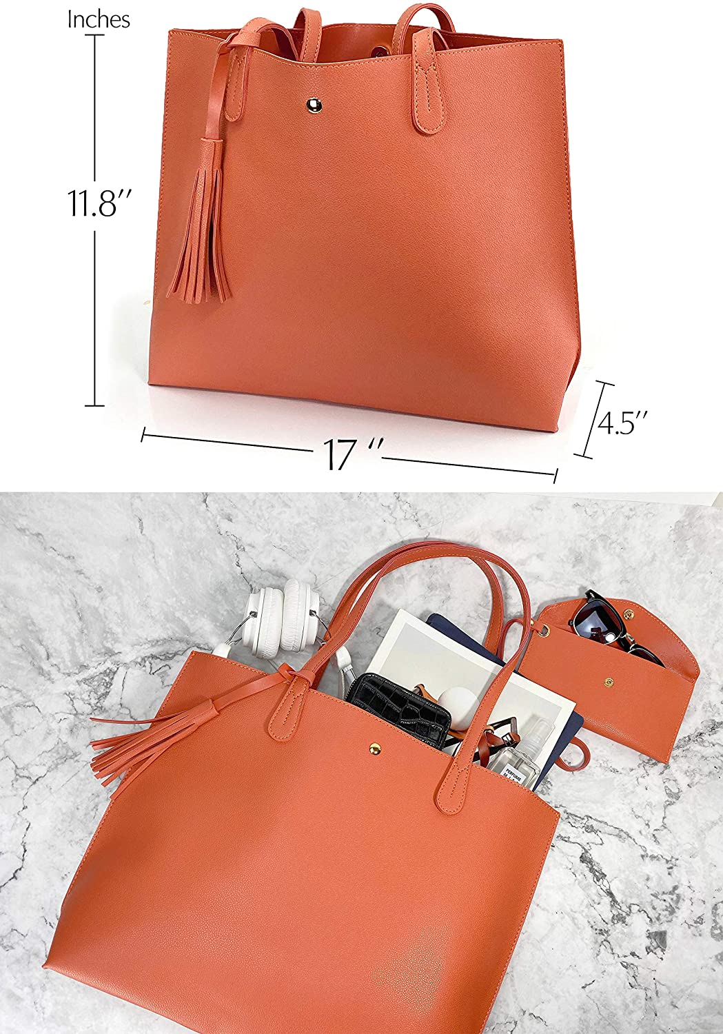 Minimalist Clean Cut Pebbled Faux Leather Tote Womens Shoulder Handbag