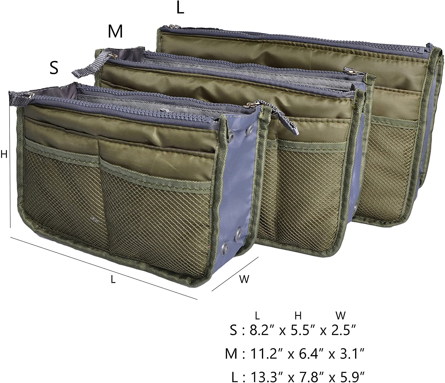 Vercord Purse Organizer Insert for Handbags Bag Organizers Inside Tote Pocketbook Women Nurse Nylon 13 Pockets Black Medium