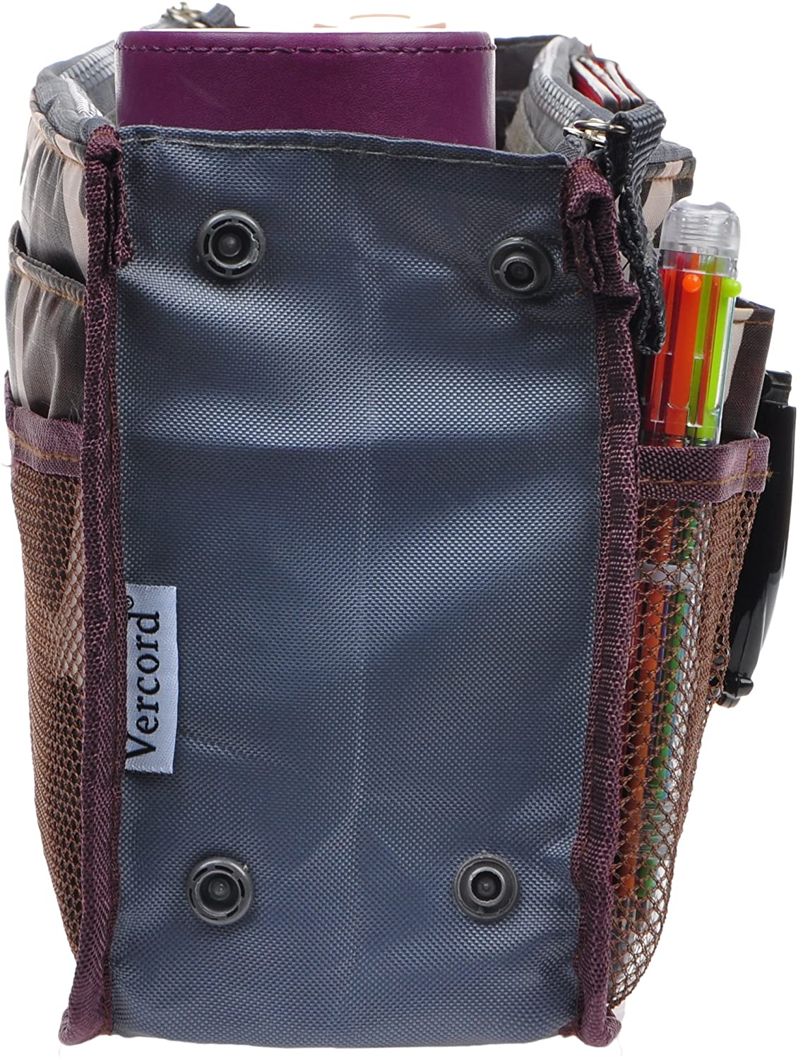 Vercord Purse Organizer Insert for Handbags Bag Organizers Inside Tote Pocketbook Women Nurse Nylon 13 Pockets Black Medium
