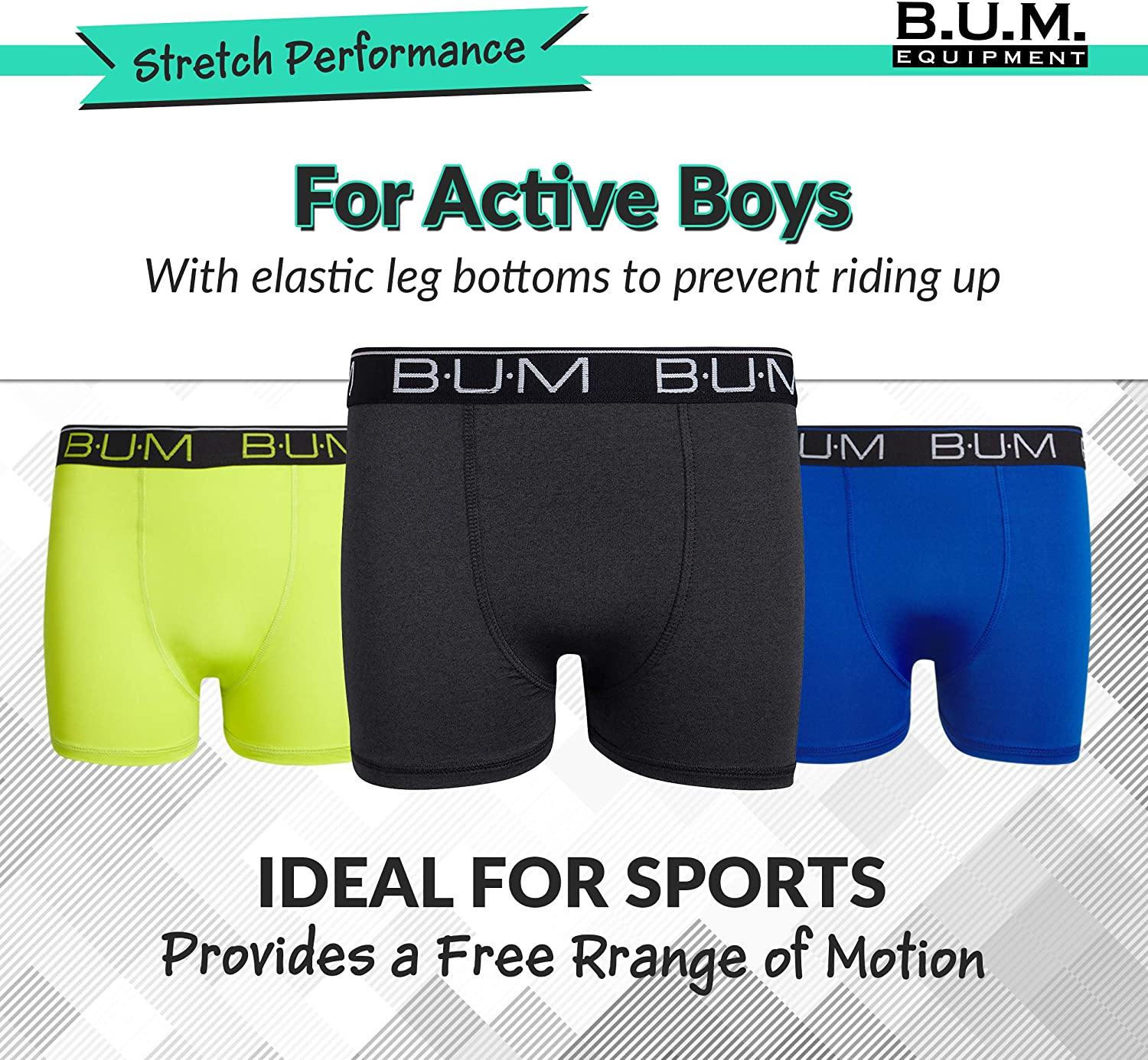 B.U.M. Equipment Boys Performance Dry-Fit Compression Boxer Briefs (3 Pack) - JOY2ESpree