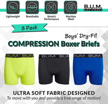 
                        
                          將圖片載入圖庫檢視器 B.U.M. Equipment Boys Performance Dry-Fit Compression Boxer Briefs (3 Pack) - JOY2ESpree
                        
                      