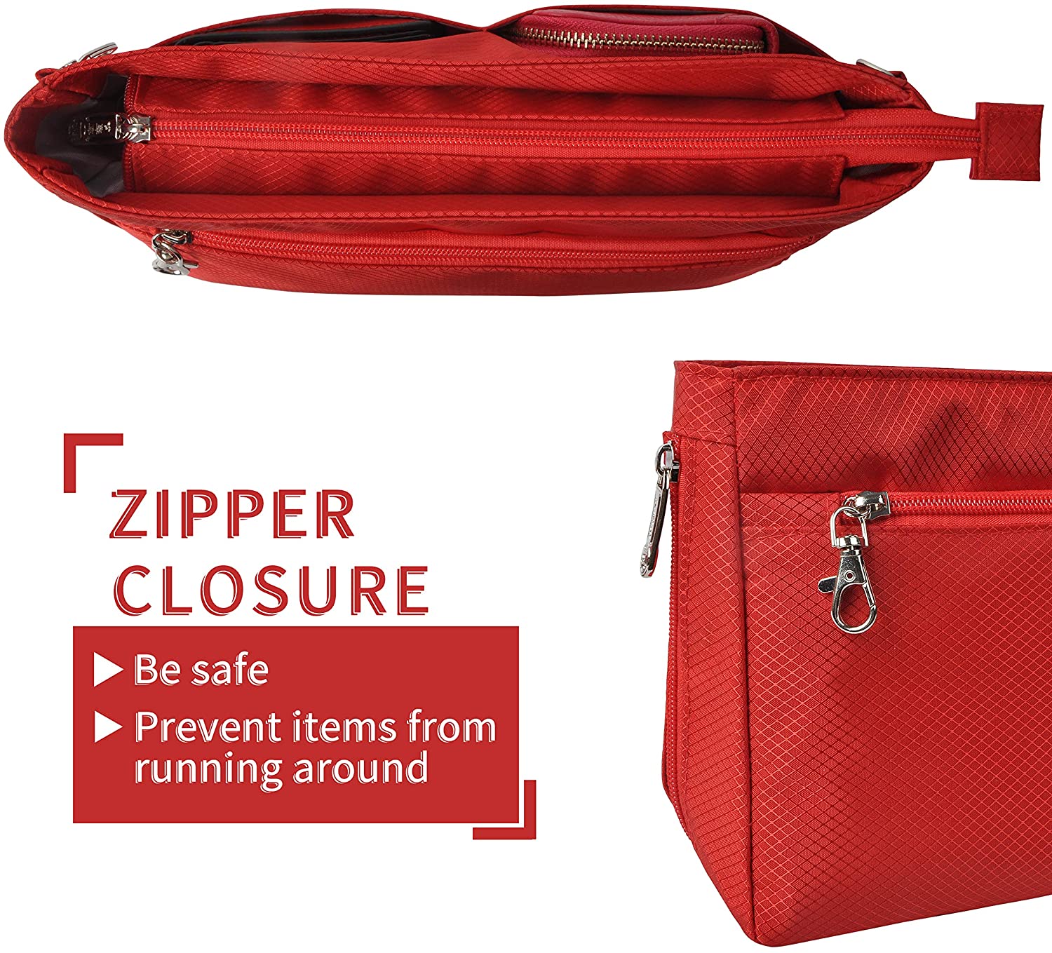 Vercord Expandable Nylon Handbag Purse Organizer Insert Liner Shaper Bag