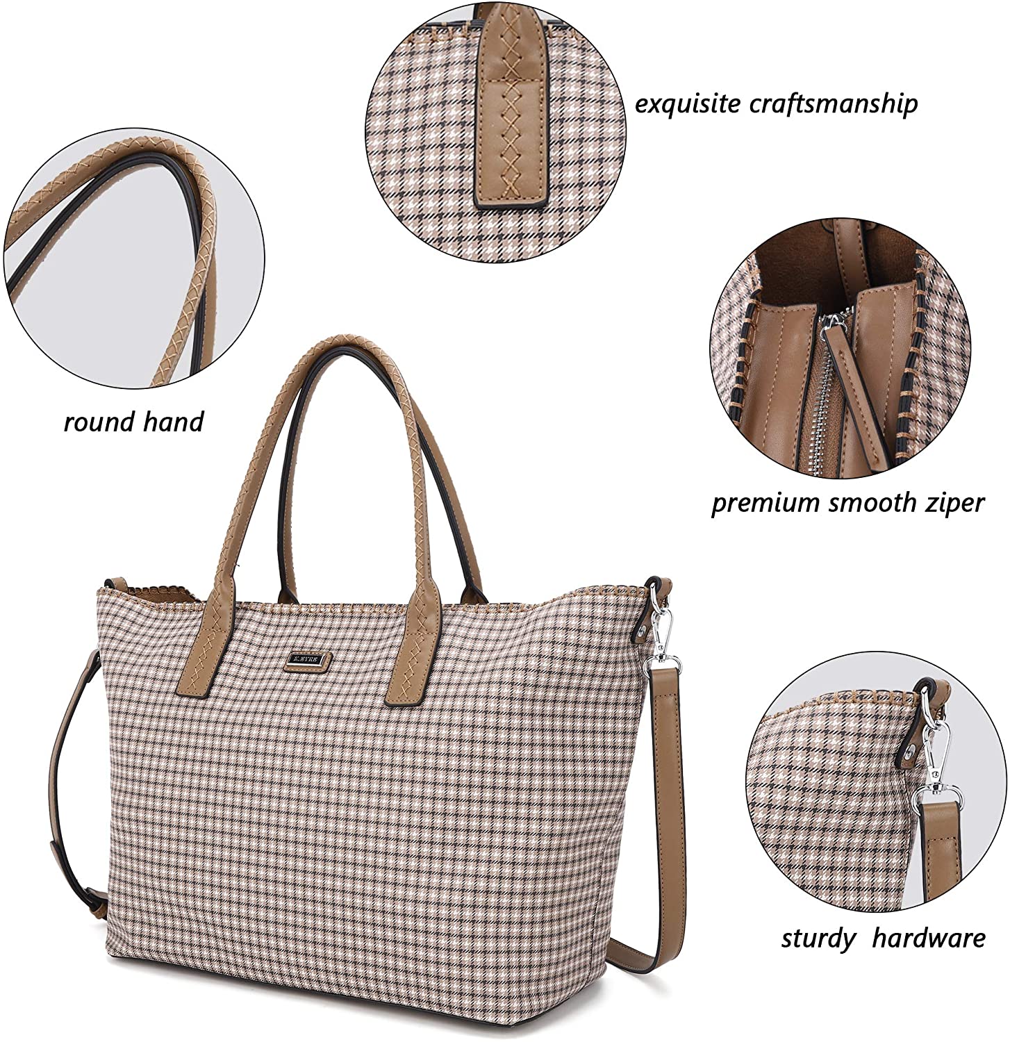 K.EYRE Women's Soft Faux Leather Tote Bag Purse Handbags Wallet Tote Shoulder Bag Purse Large Capacity