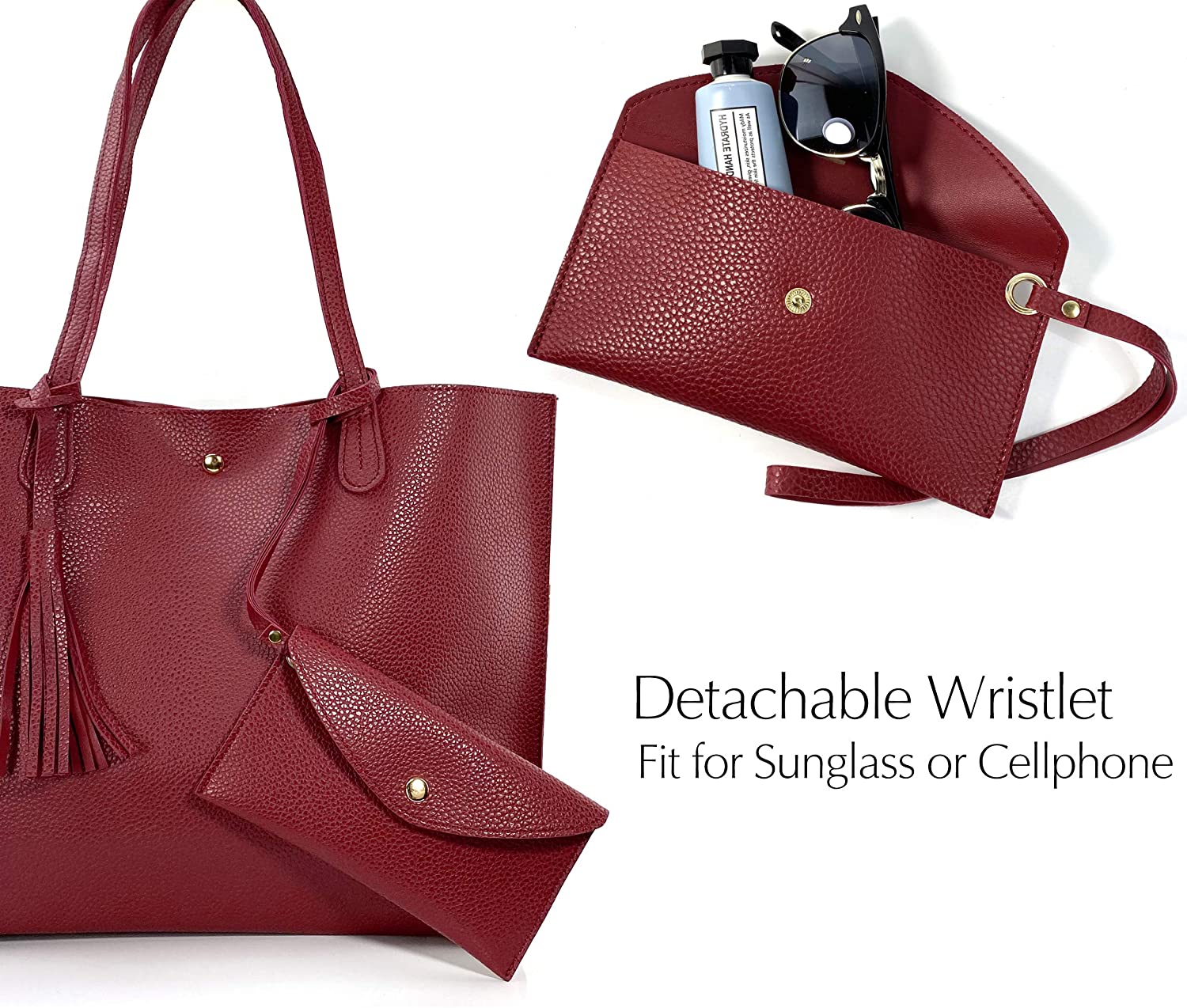 Minimalist Clean Cut Pebbled Faux Leather Tote Womens Shoulder Handbag