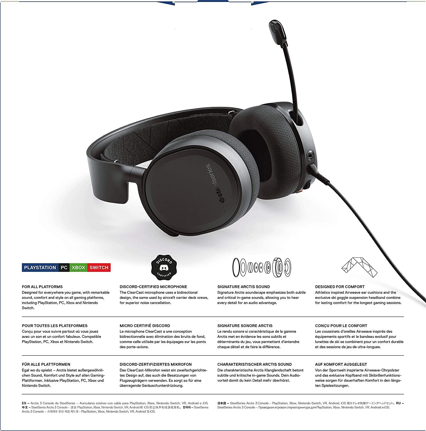 SteelSeries Arctis 3 Console - Stereo Wired Gaming Headset for PlayStation 5 / 4, Xbox Series X|S, Nintendo Switch, VR, Android and iOS - JOY2ESpree