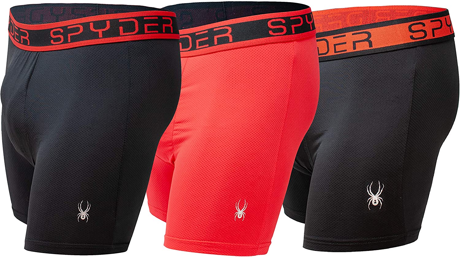 Spyder Performance Mesh Mens Boxer Briefs Sports Underwear 3 Pack W/Fly Front