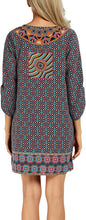 
                        
                          Load image into Gallery viewer, Women Bohemian Neck Tie Vintage Printed Ethnic Style Summer Shift Dress
                        
                      