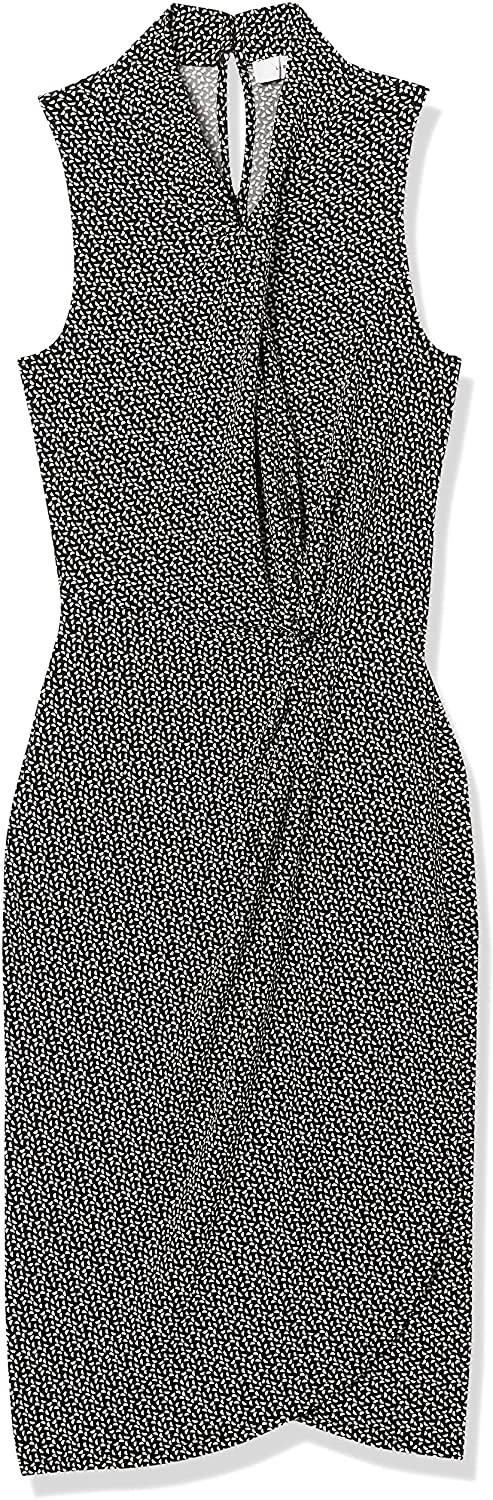Amazon Brand - Lark & Ro Women's Sleeveless Crossover Twist Neck Faux Wrap Dress
