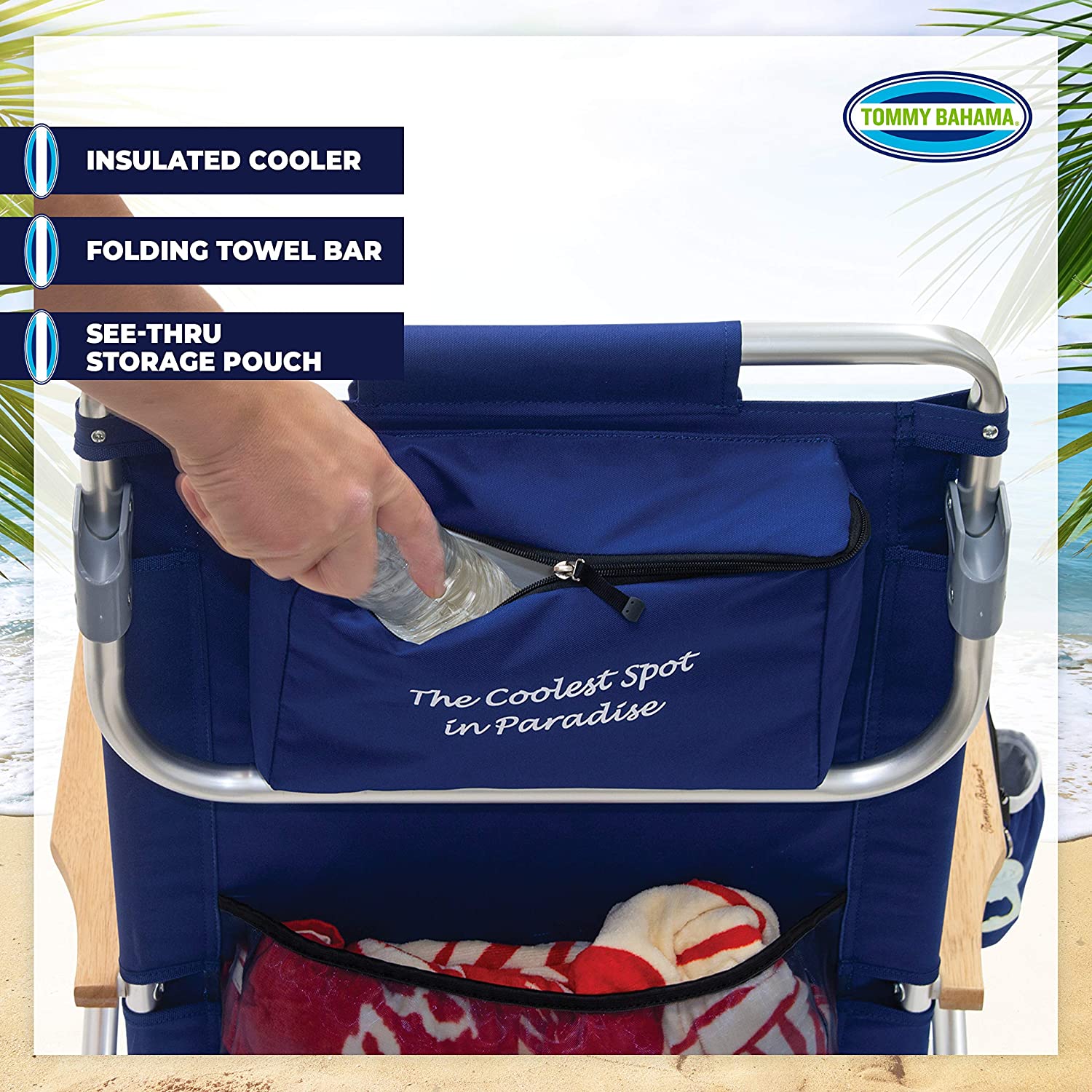 Tommy Bahama 5-Position Classic Lay Flat Folding Backpack Beach Chair