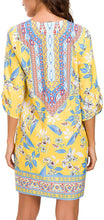 
                        
                          Load image into Gallery viewer, Women Bohemian Neck Tie Vintage Printed Ethnic Style Summer Shift Dress
                        
                      