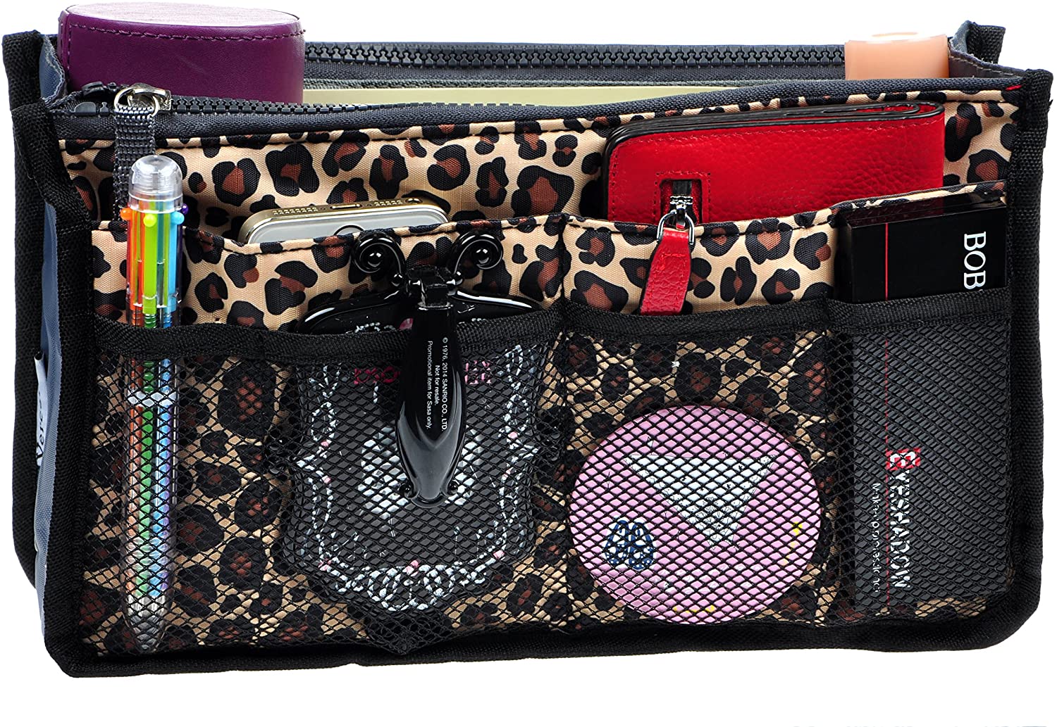 Vercord Purse Organizer Insert for Handbags Bag Organizers Inside Tote Pocketbook Women Nurse Nylon 13 Pockets Black Medium