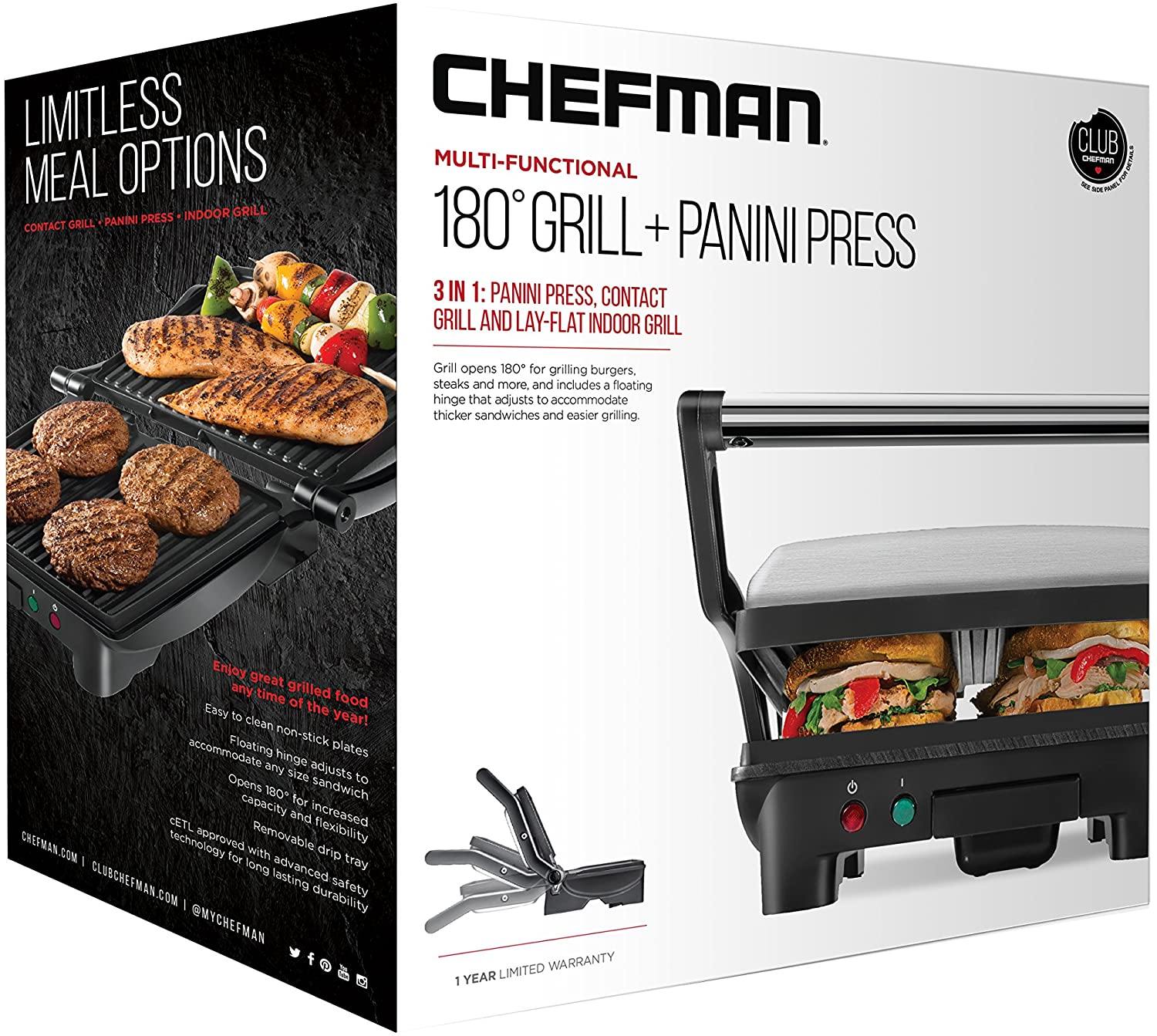 Chefman Panini Press Grill and Gourmet Sandwich Maker Non-Stick Coated Plates - JOY2ESpree