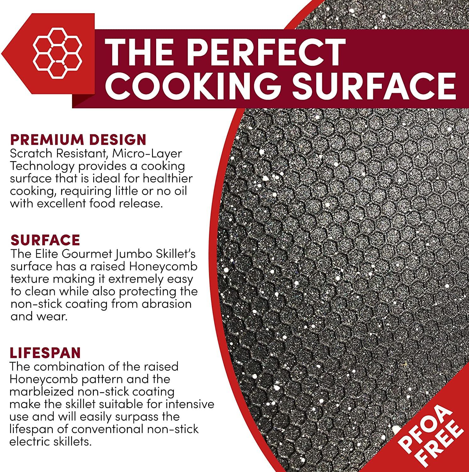 Elite Gourmet EG-6203 PFOA-Free 16"x 3"x3.2" Scratch Resistant - JOY2ESpree