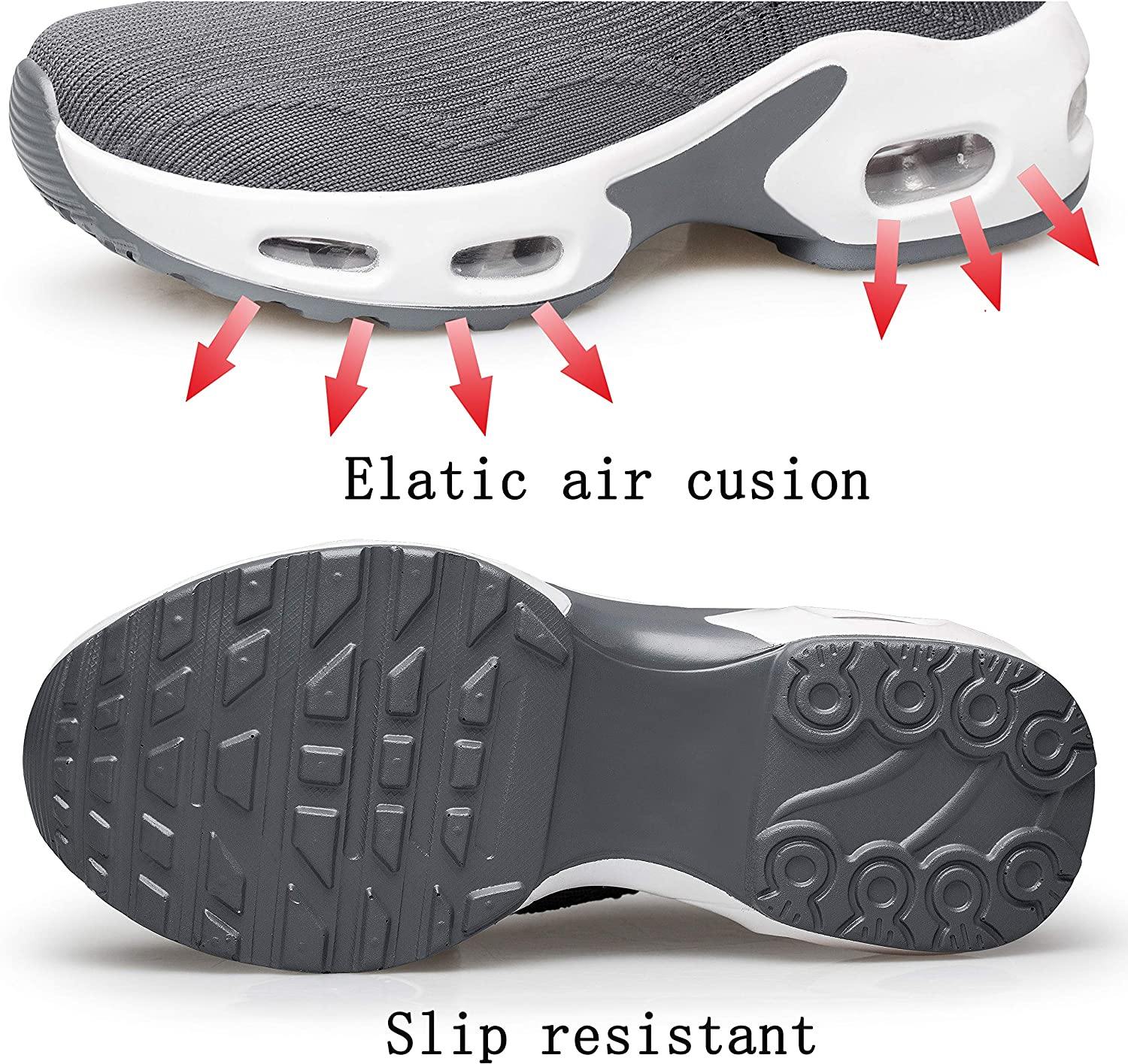PDBQ Women's Walking Shoes Sock Sneakers Mesh Slip On Air Cushion Nurse Shoes Platform Loafers Breathable Lightweight Comfortable Socks Shoes