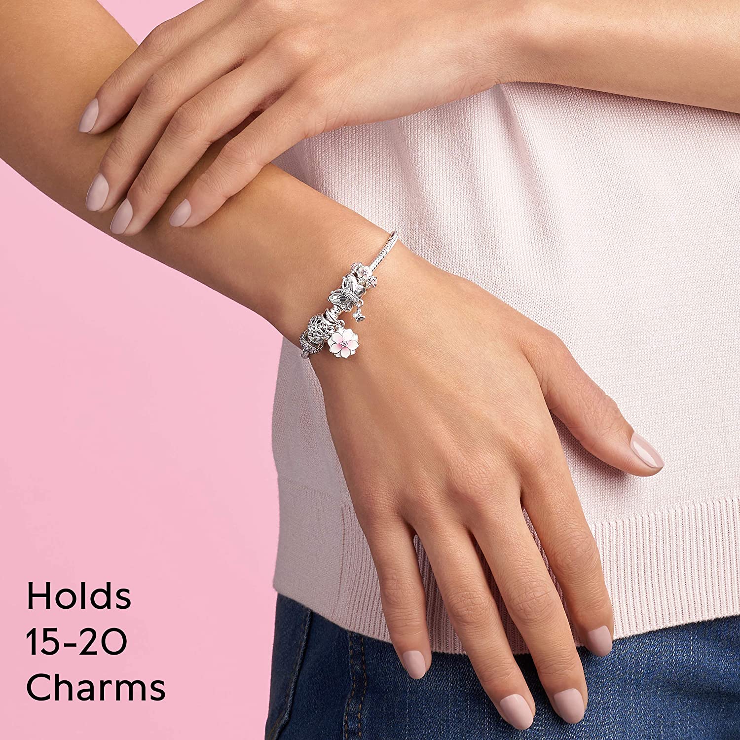 Pandora Jewelry Moments Butterfly Clasp Snake Chain Cubic Zirconia Bracelet in Sterling Silver - JOY2ESpree