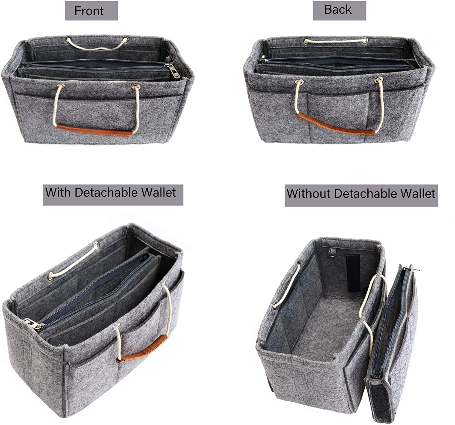MISIXILE Felt Insert Bag Organizer - 2in1, Bag In Bag Tote Purse Organizer with Handles for Speedy Neverfull Longchamp
