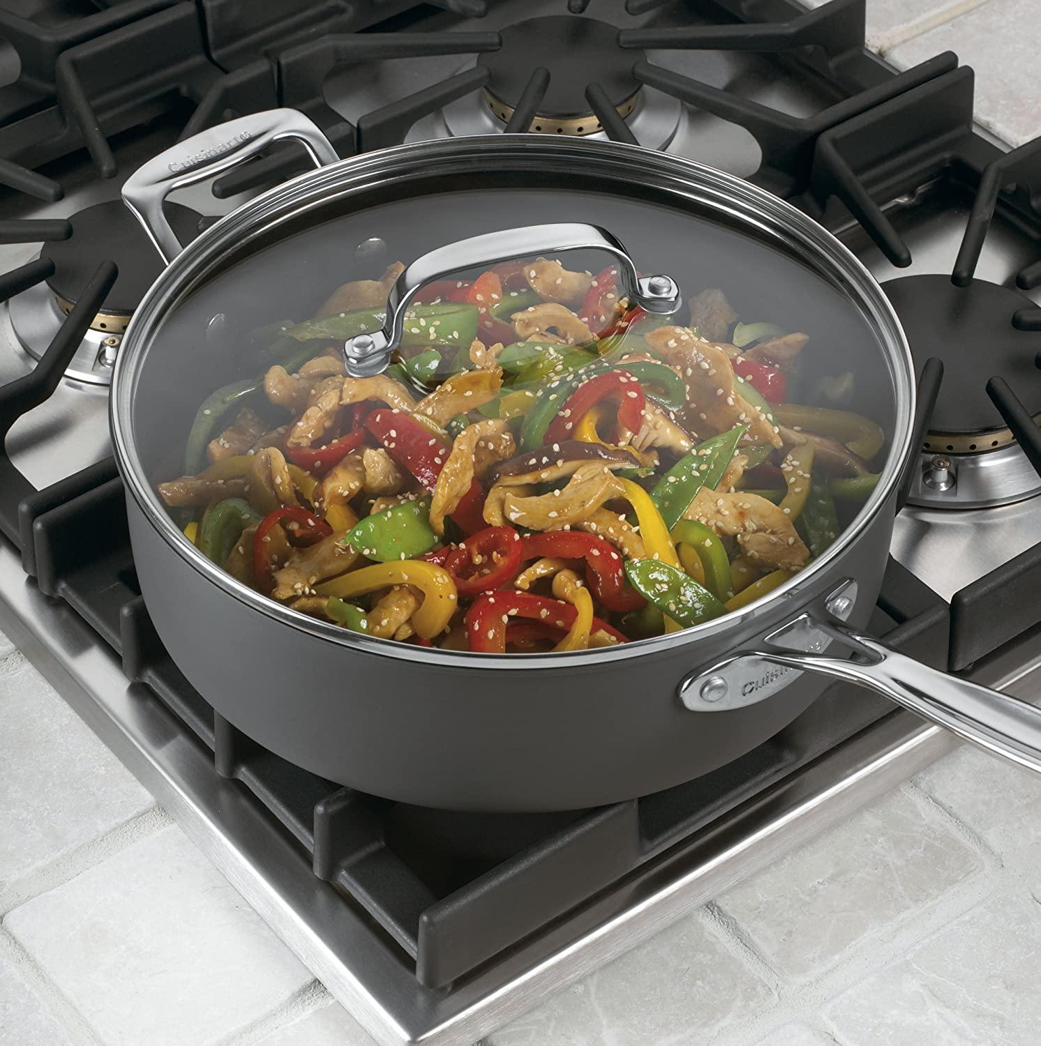 Cuisinart 622-30G Chef's Classic Nonstick Hard-Anodized 12-Inch Skillet with Glass Cover, Black - JOY2ESpree