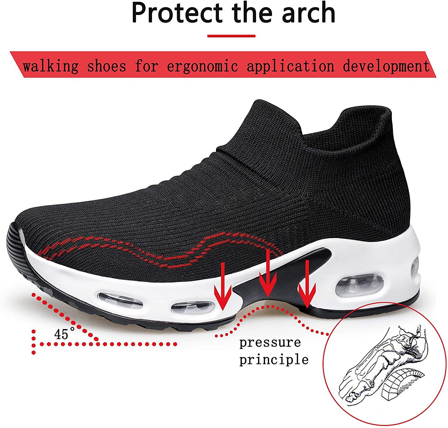 PDBQ Women's Walking Shoes Sock Sneakers Mesh Slip On Air Cushion Nurse Shoes Platform Loafers Breathable Lightweight Comfortable Socks Shoes
