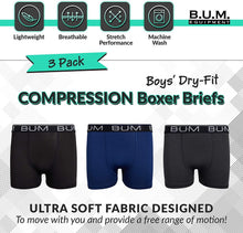
                        
                          將圖片載入圖庫檢視器 B.U.M. Equipment Boys Performance Dry-Fit Compression Boxer Briefs (3 Pack) - JOY2ESpree
                        
                      