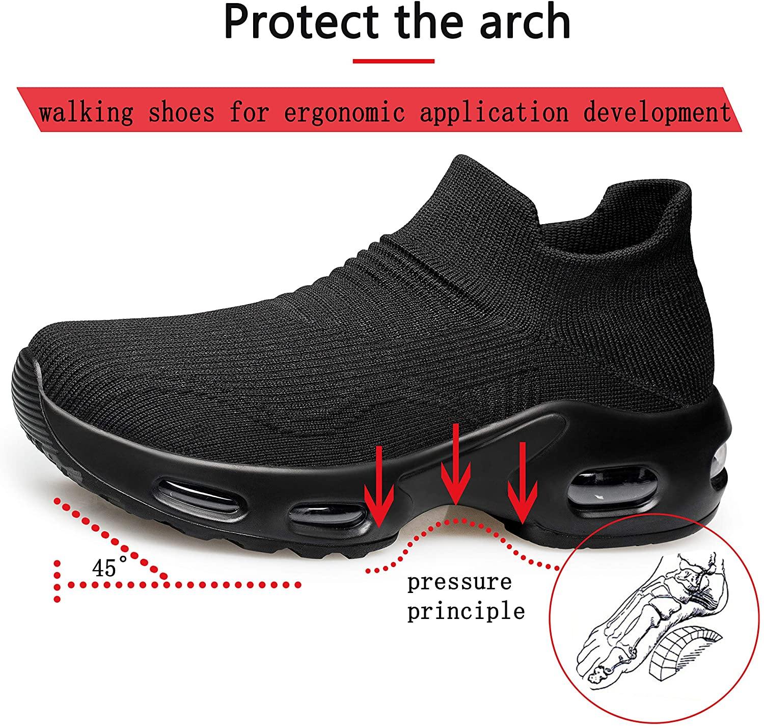 PDBQ Women's Walking Shoes Sock Sneakers Mesh Slip On Air Cushion Nurse Shoes Platform Loafers Breathable Lightweight Comfortable Socks Shoes