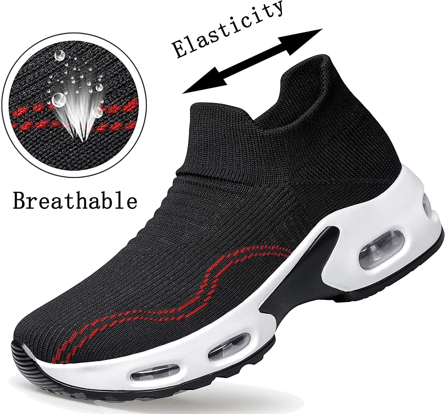 PDBQ Women's Walking Shoes Sock Sneakers Mesh Slip On Air Cushion Nurse Shoes Platform Loafers Breathable Lightweight Comfortable Socks Shoes
