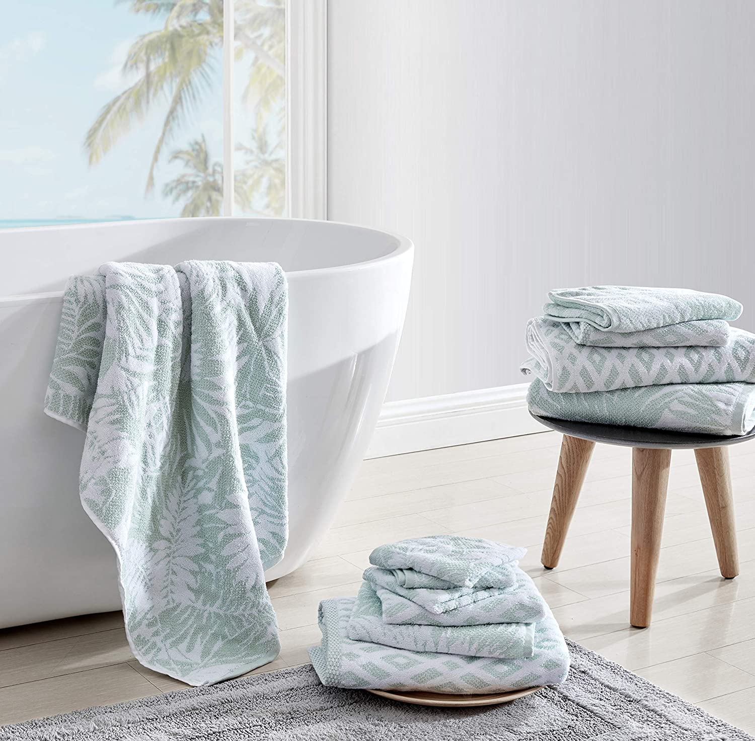 Tommy Bahama Home 6pc Towel Set 100% Terry Cotton, Oeko-Tex Certified, Super Soft & Absorbant, Medium-Weight, 6 Piece, Bimini