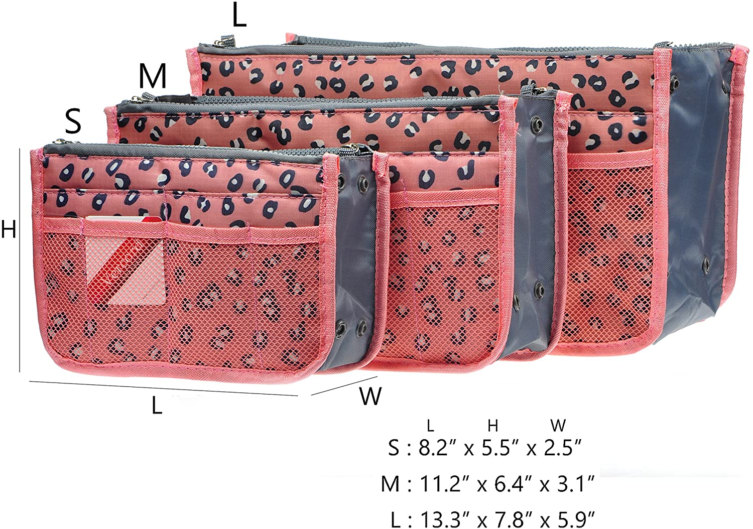 Vercord Purse Organizer Insert for Handbags Bag Organizers Inside Tote Pocketbook Women Nurse Nylon 13 Pockets Black Medium
