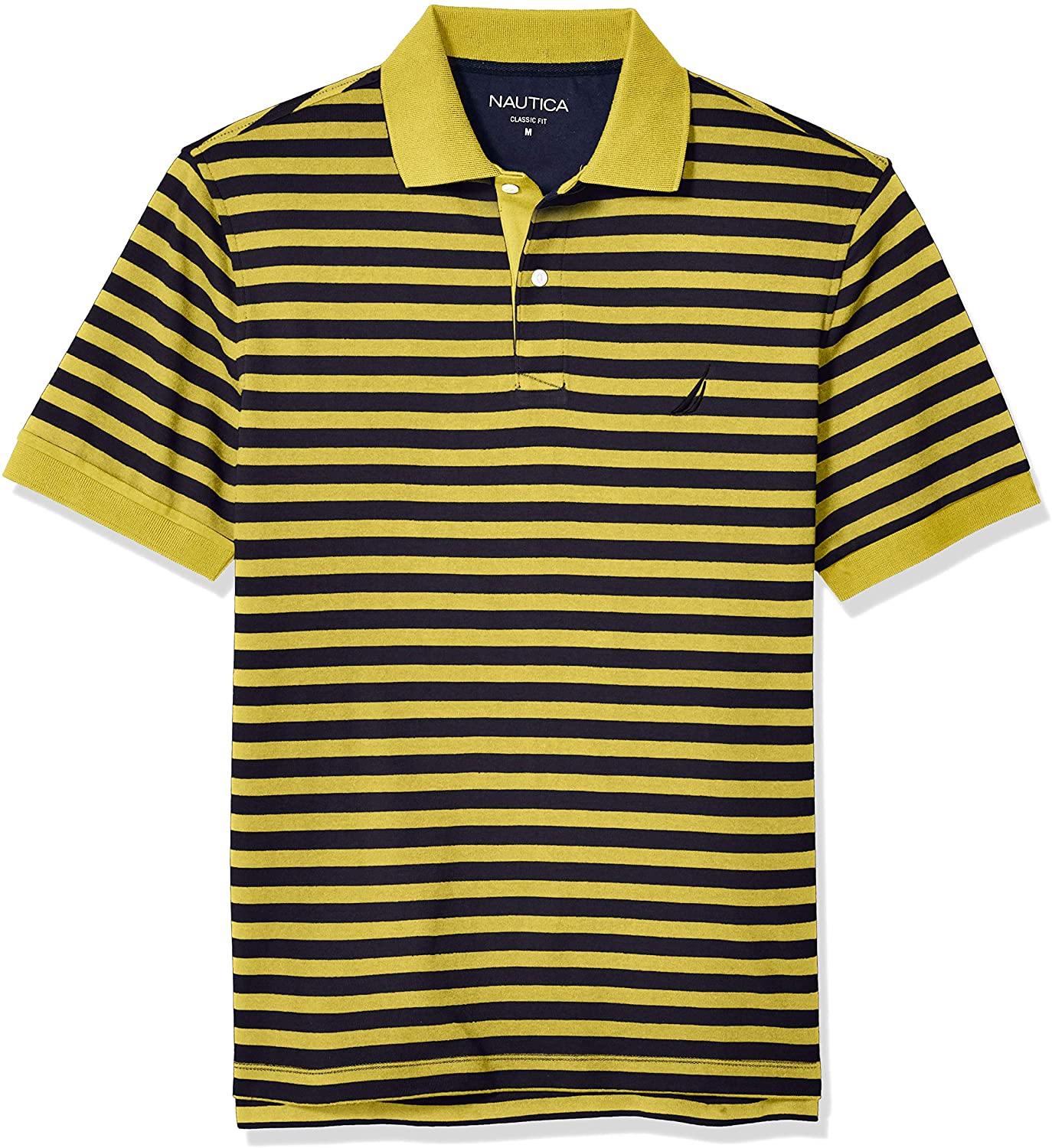 Nautica Men's Classic Fit 100% Cotton Soft Short Sleeve Stripe Polo Shirt - JOY2ESpree
