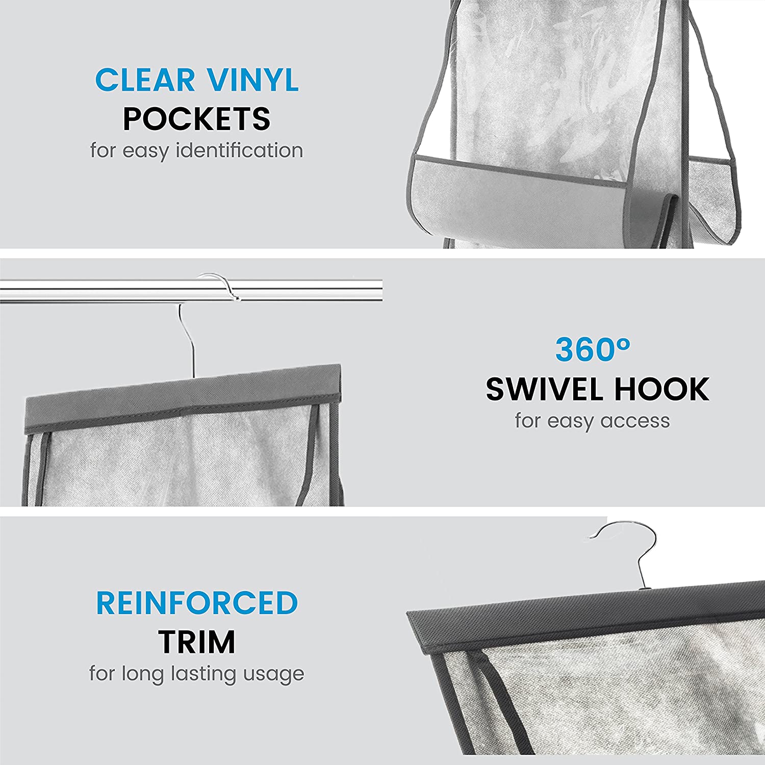 Zober Hanging Purse Organizer For Closet Clear Handbag Organizer