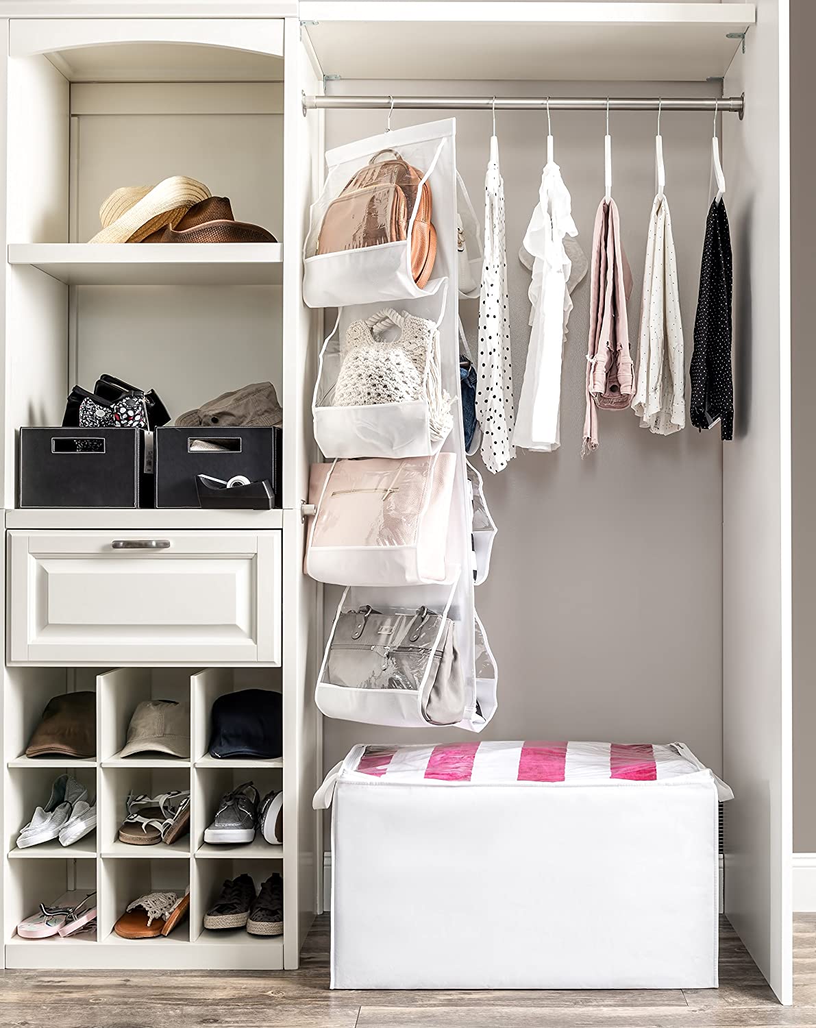 Zober Hanging Purse Organizer For Closet Clear Handbag Organizer