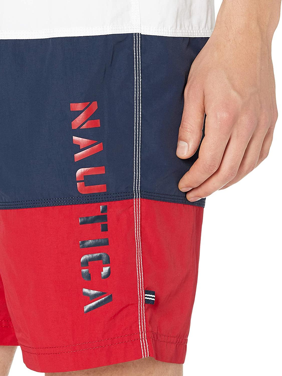 Nautica Men's Quick Dry Classic Logo Tri-Block Series Swim Trunk - JOY2ESpree