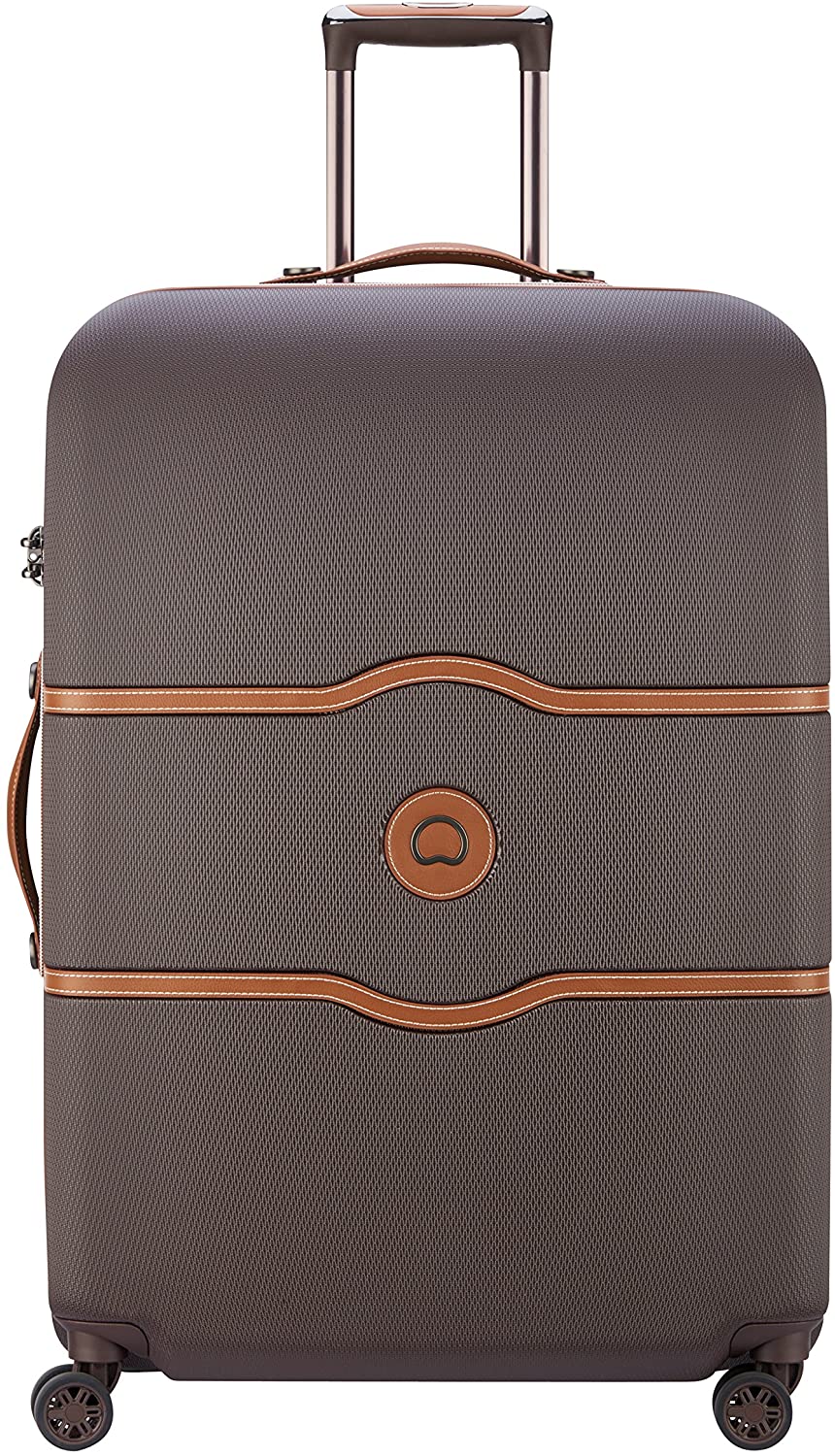 DELSEY Paris Chatelet Hardside Luggage with Spinner Wheels, Chocolate Brown, Checked-Large 28 Inch, with Brake