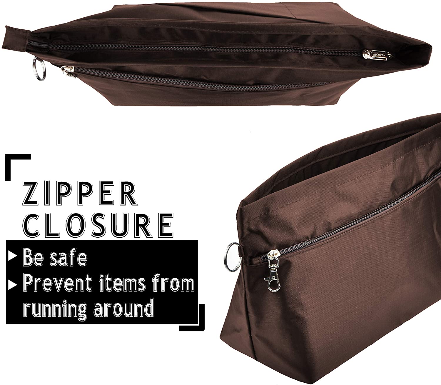 Vercord Purse Organizer Insert Bag Tote Handbags Pocketbook Inserts Organizers Zipper 11 Pockets Black Medium
