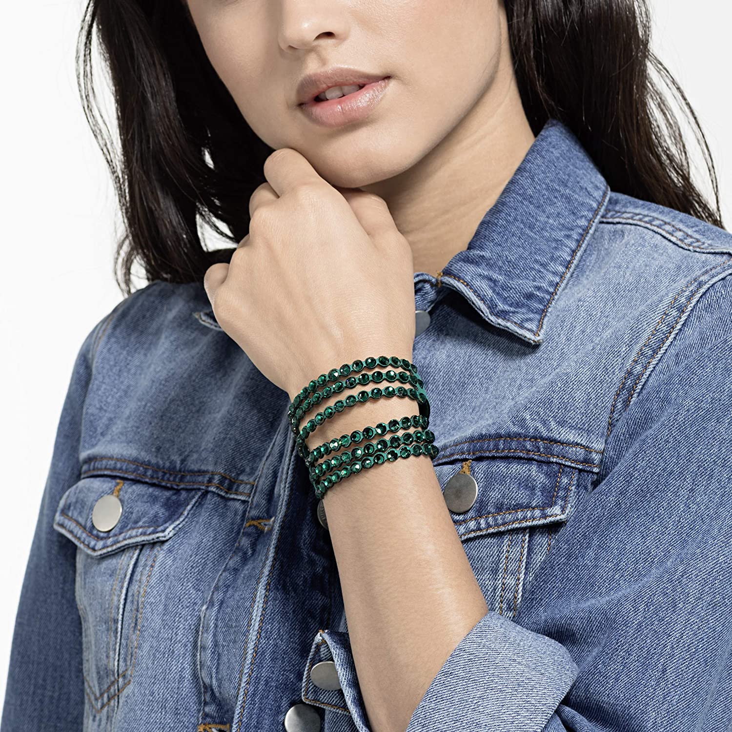 SWAROVSKI Women's Leather Look Crystal Power Bracelet Collection - JOY2ESpree