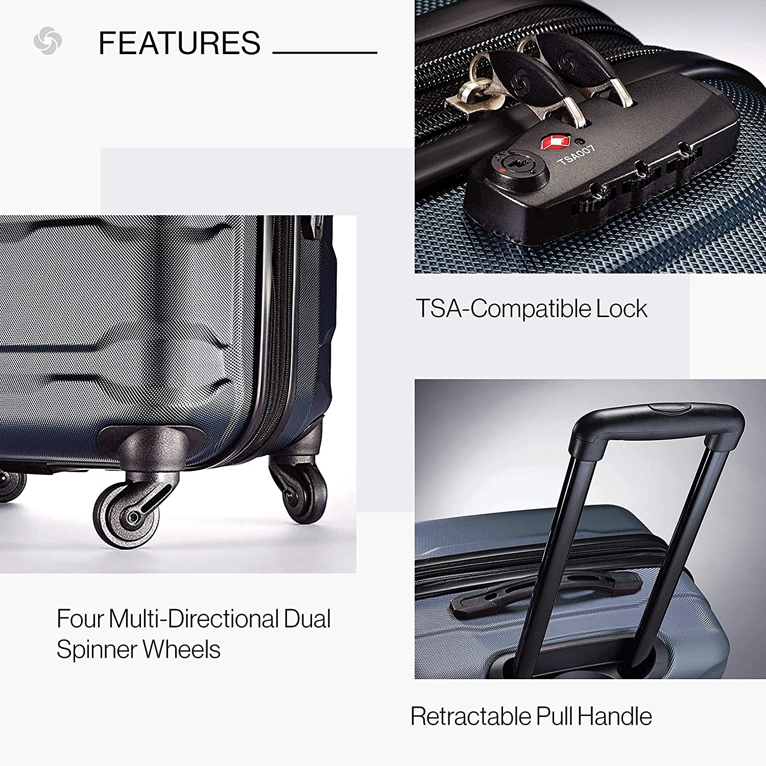 Samsonite Omni PC Hardside Expandable Luggage with Spinner Wheels, Black, Carry-On 20-Inch