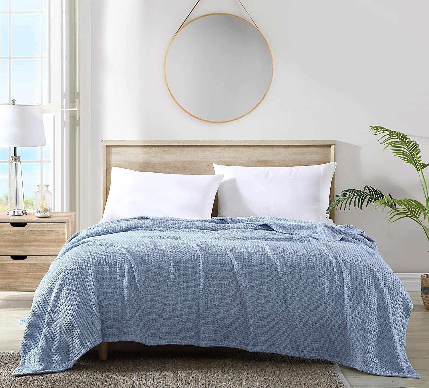 Tommy Bahama Home | Bahama Coast | Blanket-100% Cotton, Hypoallergenic & Ultra-Soft, All Season Bedding, Full/Queen, Blue