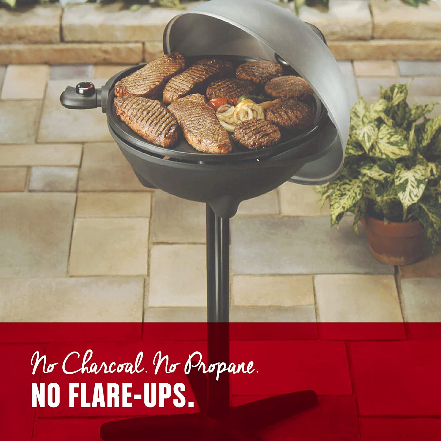 George Foreman, Silver, 12+ Servings Upto 15 Indoor/Outdoor Electric Grill, GGR50B, REGULAR - JOY2ESpree