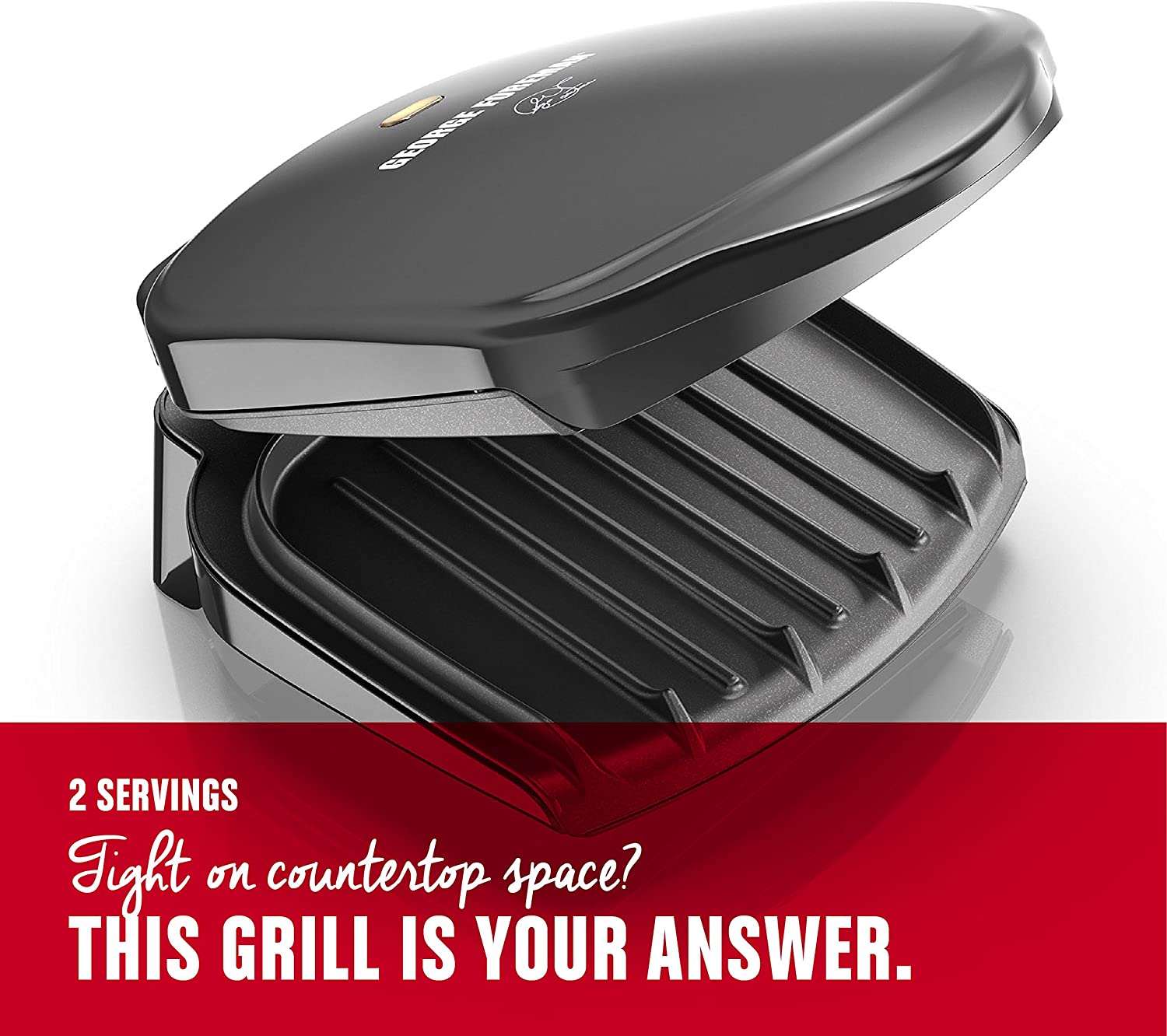 George Foreman 2-Serving Classic Plate Electric Indoor Grill and Panini Press, Black, GR10B - JOY2ESpree