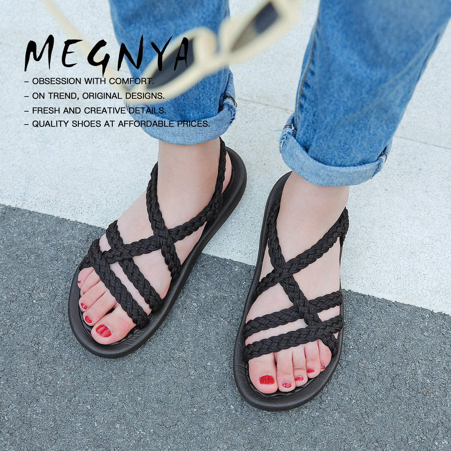 MEGNYA Women's Comfortable Walking Sandals with Arch Support Waterproof for Walking/Hiking/Travel/Wedding/Water Spot/Beach