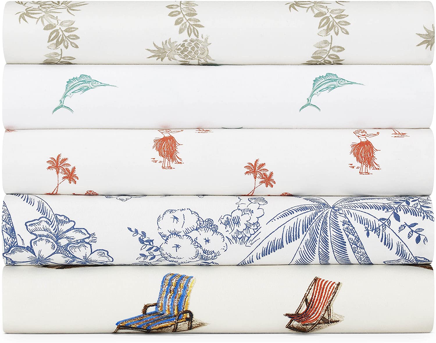 Tommy Bahama Mariners Catch Sheet Set, Full, Aqua
