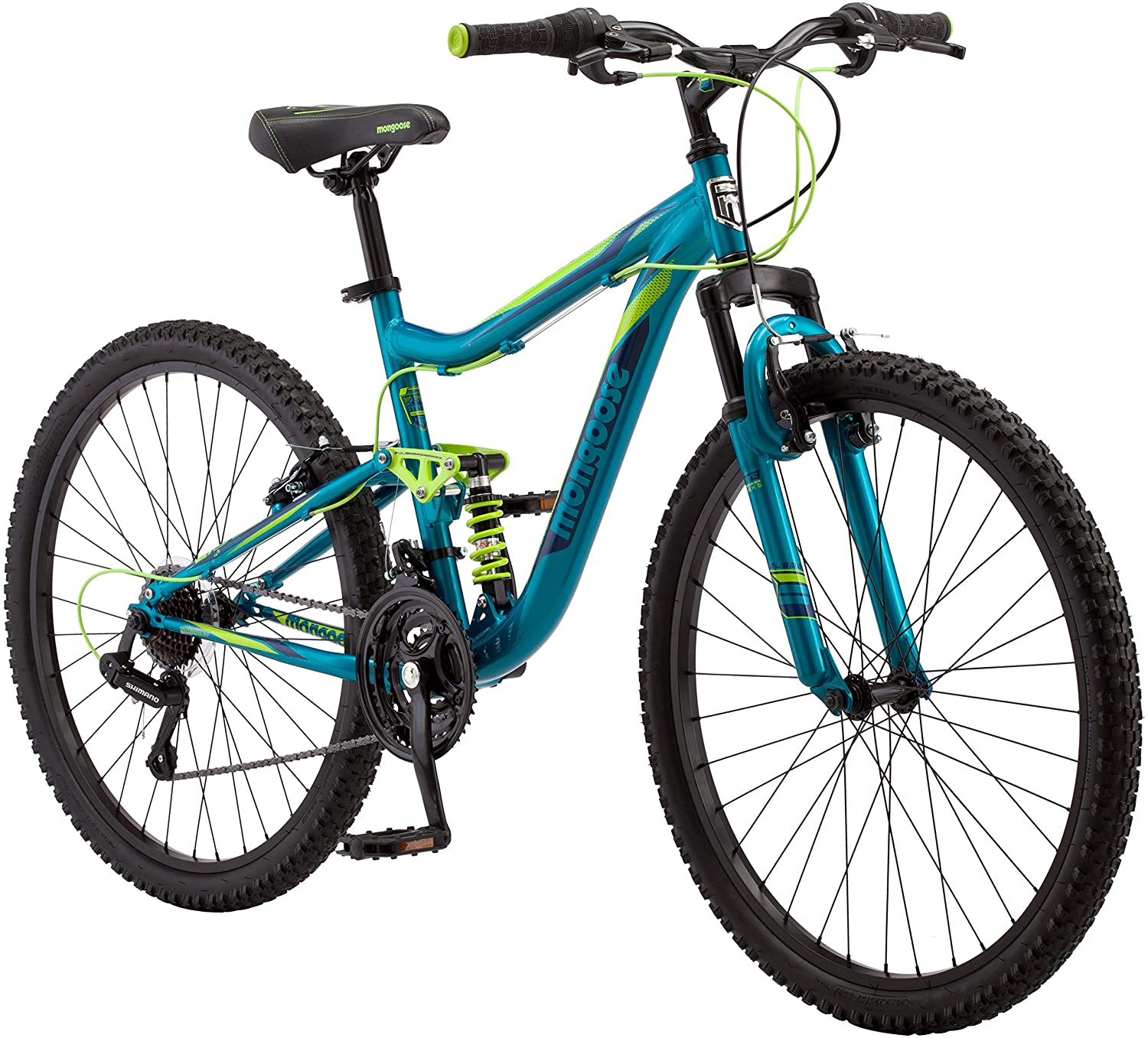 Mongoose Status 2.2 Mens and Womens Mountain Bike, 26-Inch Wheels, 21-Speed Shifters, Aluminum Frame, Front Suspension,a Black/Red