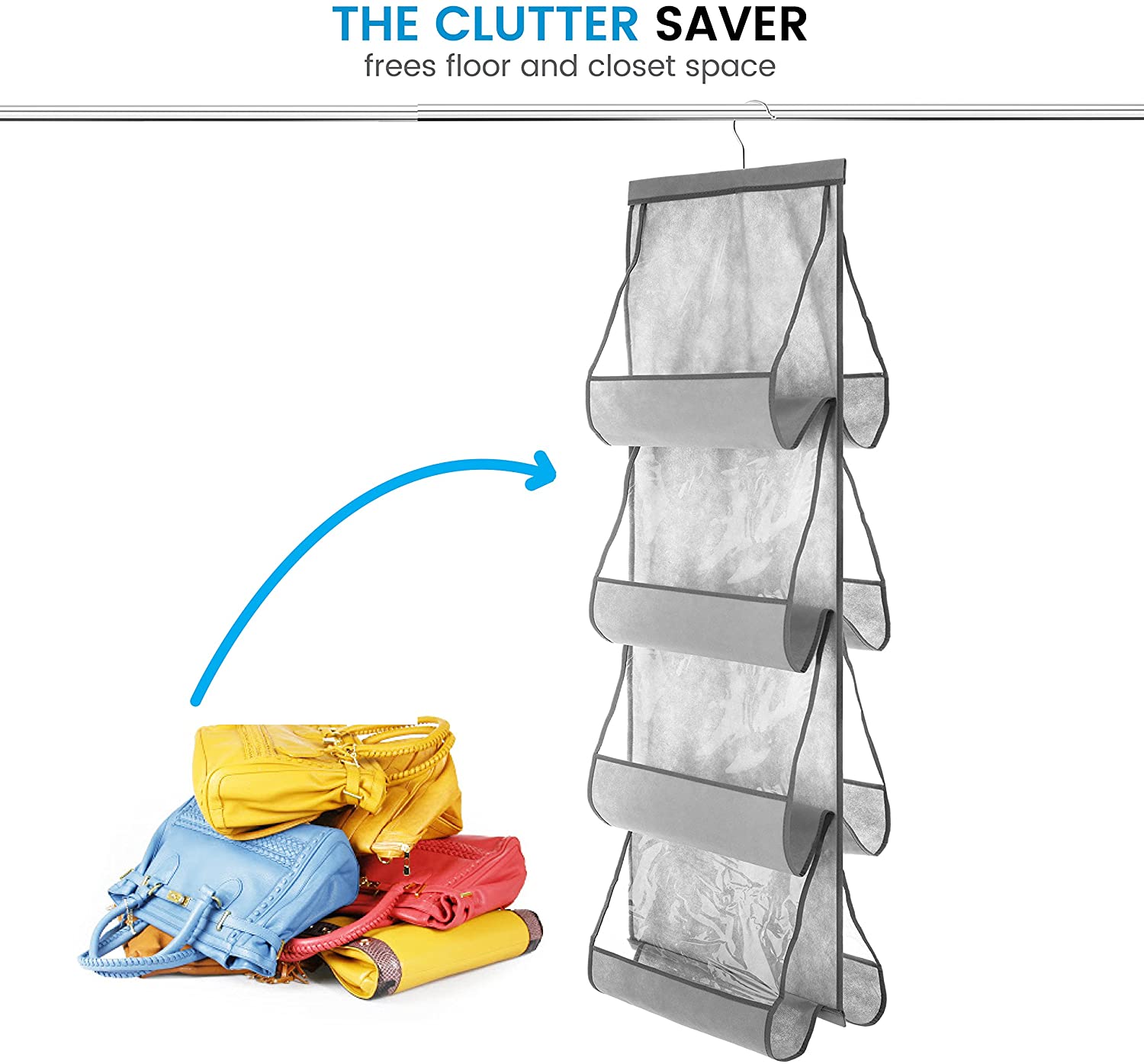 Zober Hanging Purse Organizer For Closet Clear Handbag Organizer