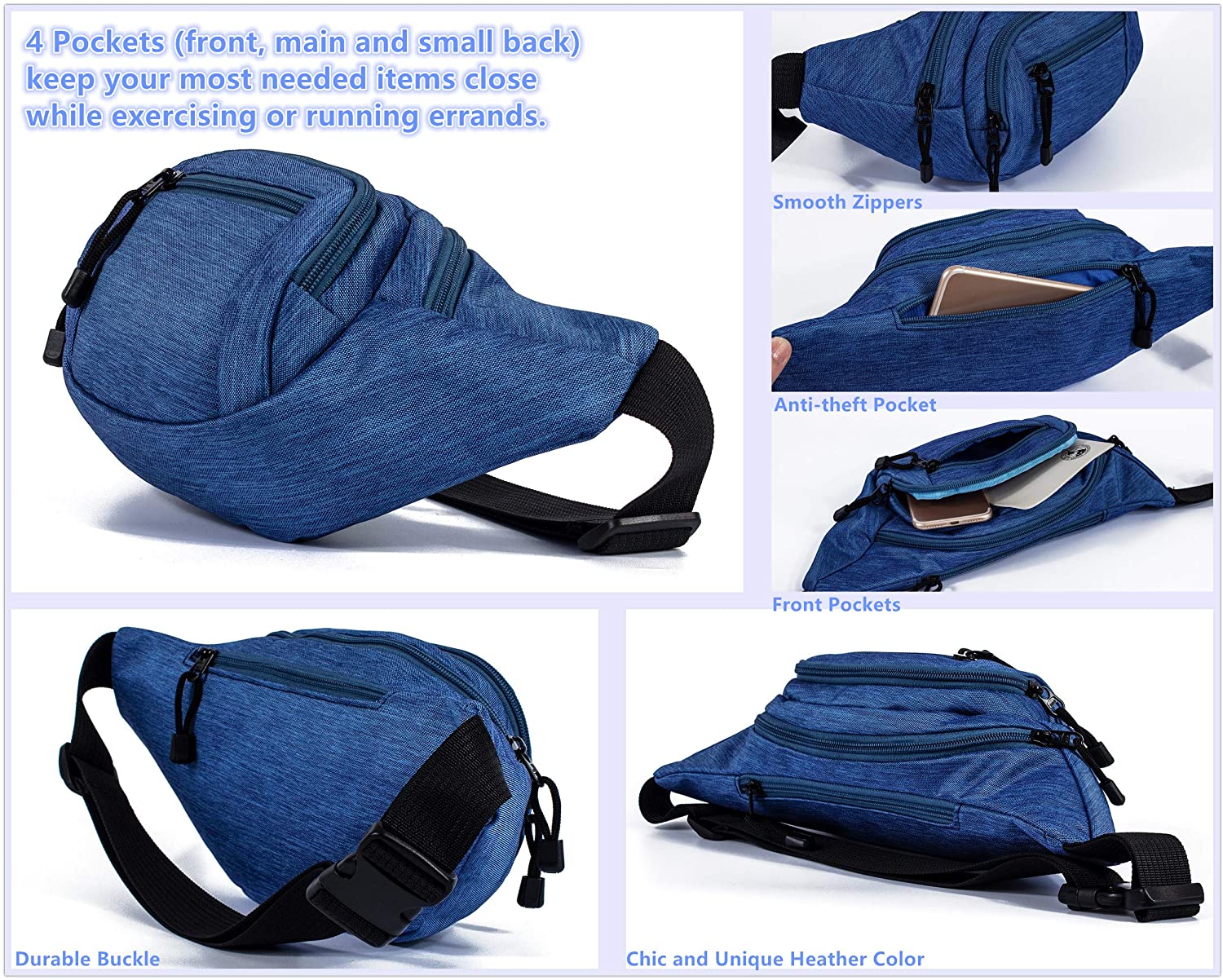 TOPERIN Fashion Fanny Pack Cute Running Belt Waist Pack Running Waist Bag Belt