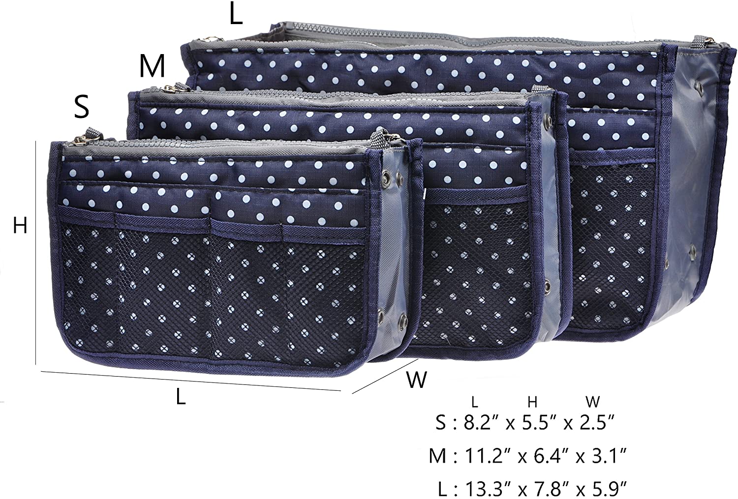 Vercord Purse Organizer Insert for Handbags Bag Organizers Inside Tote Pocketbook Women Nurse Nylon 13 Pockets Black Medium